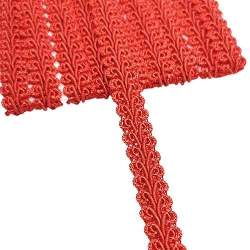 Lace Edging Trim Ribbon, 2 Yards Geflochtene Kurve Spitze Trim Band for DIY Handwerk Nähen Hochzeit Dekoration Multicolor(Red) von DQZRTUECA