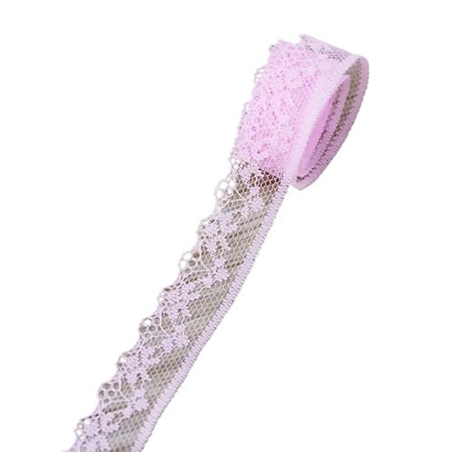 Lace Edging Trim Ribbon, 20 mm Polyester-Spitzenband, mehrfarbig, 9,1 m(Pink) von DQZRTUECA