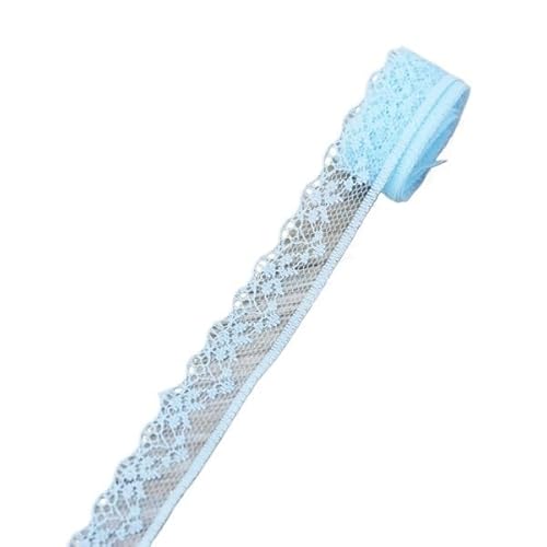 Lace Edging Trim Ribbon, 20 mm Polyester-Spitzenband, mehrfarbig, 9,1 m(Sky Blue) von DQZRTUECA