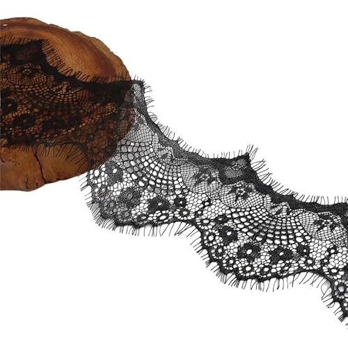 Lace Edging Trim Ribbon, 3 Yards 9,5 cm Multicolor Blume Stickerei Spitze Stoff Trim Band for DIY Nähen(Black) von DQZRTUECA