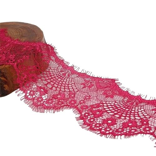 Lace Edging Trim Ribbon, 3 Yards 9,5 cm Multicolor Blume Stickerei Spitze Stoff Trim Band for DIY Nähen(Fuchsia) von DQZRTUECA