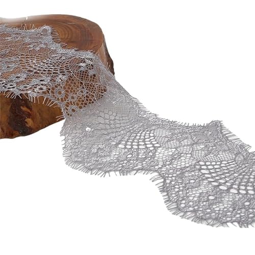 Lace Edging Trim Ribbon, 3 Yards 9,5 cm Multicolor Blume Stickerei Spitze Stoff Trim Band for DIY Nähen(Grey) von DQZRTUECA