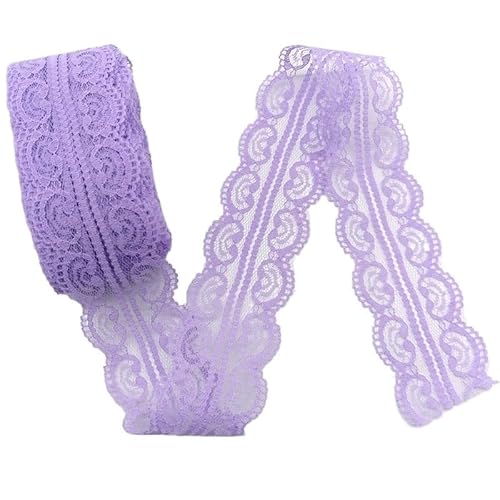 Lace Edging Trim Ribbon, Bilaterales Spitzenband for Basteln, Nähen, Dekorationen, mehrfarbig, 13 Stück, Größe 9,1 m(Light Purple Lace) von DQZRTUECA
