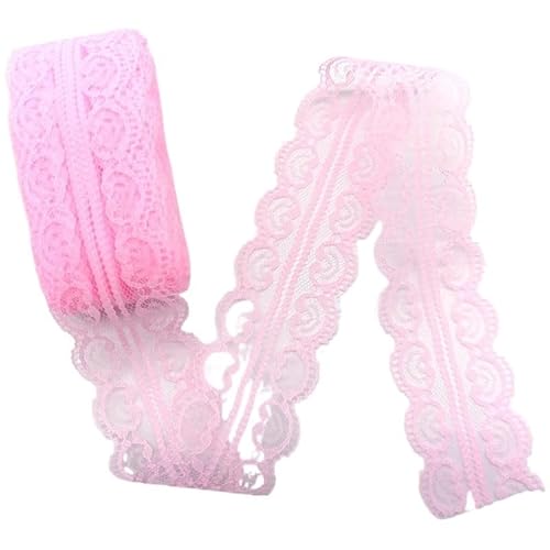 Lace Edging Trim Ribbon, Bilaterales Spitzenband for Basteln, Nähen, Dekorationen, mehrfarbig, 13 Stück, Größe 9,1 m(Pink Lace) von DQZRTUECA