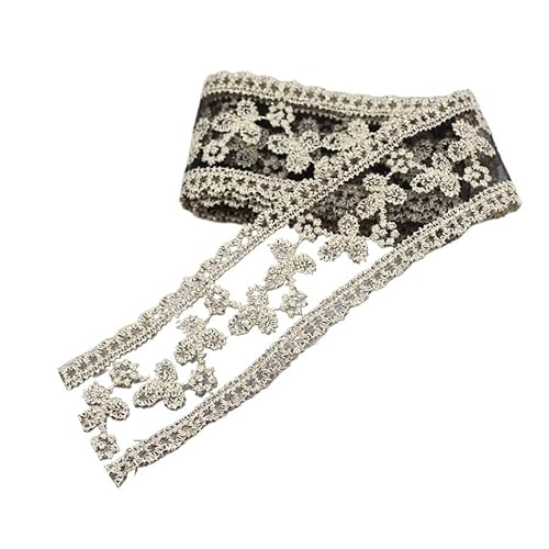 Lace Edging Trim Ribbon, DIY Stickerei Spitzenbesatz Band for Hochzeitskleid Zubehör 3,5-3,8 cm Multicolor 1 Yard(Gold) von DQZRTUECA