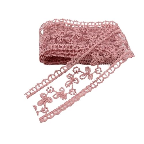 Lace Edging Trim Ribbon, DIY Stickerei Spitzenbesatz Band for Hochzeitskleid Zubehör 3,5-3,8 cm Multicolor 1 Yard(Rose) von DQZRTUECA