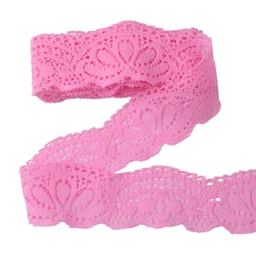 Lace Edging Trim Ribbon, Elastisches Spitzenband, 9,1 m, 30 mm, mehrfarbig(Dark Pink) von DQZRTUECA