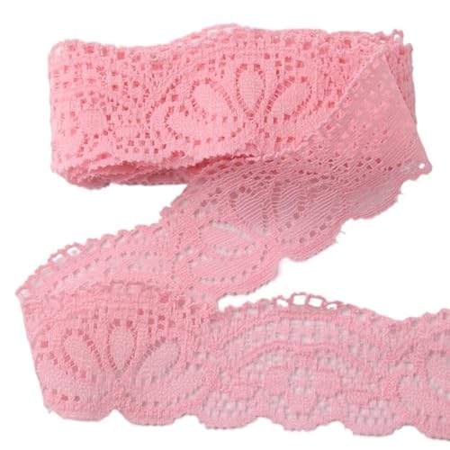 Lace Edging Trim Ribbon, Elastisches Spitzenband, 9,1 m, 30 mm, mehrfarbig(Watermelon Red) von DQZRTUECA
