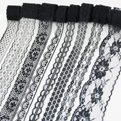 Lace Edging Trim Ribbon, Spitze Stoff Band Gurtband Dekoration Geschenk Verpackung Material 10 Yards Pro Rolle Multicolor(10 Lace Mix) von DQZRTUECA