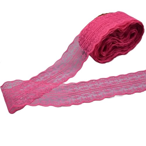 Lace Edging Trim Ribbon, Spitzenband, 45 mm x 9,1 m, mehrfarbig(Deep Rose Red) von DQZRTUECA