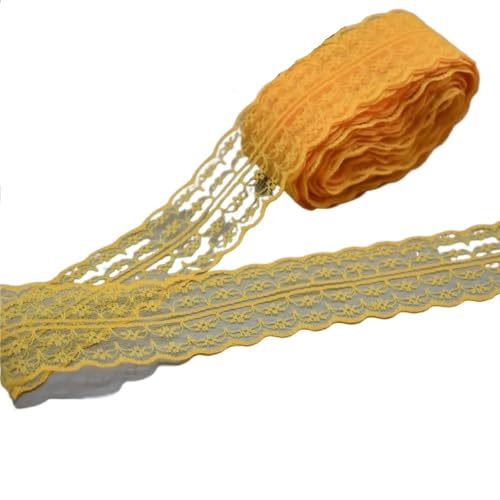 Lace Edging Trim Ribbon, Spitzenband, 45 mm x 9,1 m, mehrfarbig(Gold) von DQZRTUECA