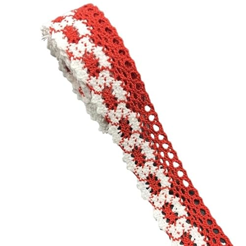Lace Edging Trim Ribbon, Spitzenband aus Baumwolle, 25 mm breit, 2 Yards, mehrfarbig, for Heimwerker, Basteln, Nähen(Red) von DQZRTUECA