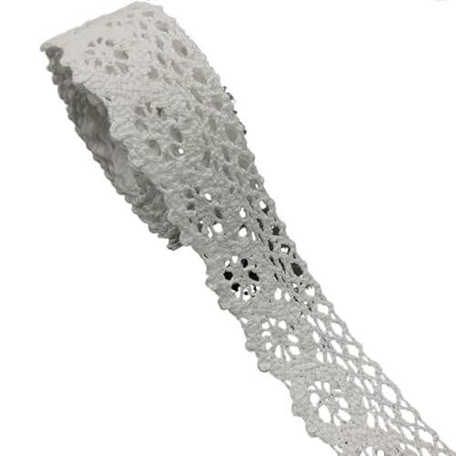 Lace Edging Trim Ribbon, Spitzenband aus Baumwolle, 25 mm breit, 2 Yards, mehrfarbig, for Heimwerker, Basteln, Nähen(White) von DQZRTUECA