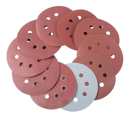 Nasses und trockenes Schleifpapier, 100 Stück Hakenschleifpapier, 5 Zoll, 100 Stück mit 8 Löchern, Schleifscheiben mit Körnung 80–3000 Nasses und trockenes Schleifpapier, 100 Stück Hakenschleifpapier, 5 Zoll, 100 Stück mit 8 Löchern, Schleifscheiben mit Körnung 80–3000 von DQZRTUECA
