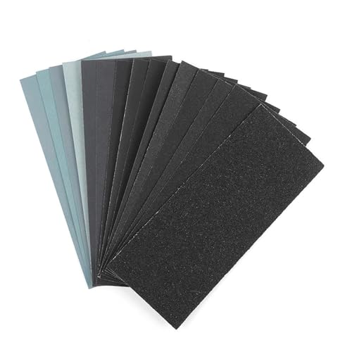 Nasses und trockenes Schleifpapier, 15 Stück Siliziumkarbid-Schleifpapier, Körnung 150–7000, 57 x 140 mm, nass und trocken Nasses und trockenes Schleifpapier, 15 Stück Siliziumkarbid-Schleifpapier, Körnung 150–7000, 57 x 140 mm, nass und trocken von DQZRTUECA