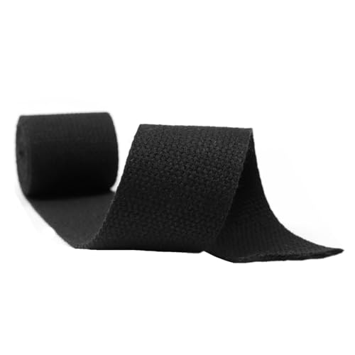 Nylon Gurtband Fischgrätenmuster, Gurtbänder aus Polyester-Baumwolle, 20–50 mm, mehrfarbig, 9 Meter/Rolle(Black,50 mm) von DQZRTUECA