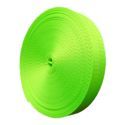 Nylon Gurtband Fischgrätenmuster, Nylon Fischgräten Gurtband 25mm/38mm x 5-20 Yard Multicolor for Taschen Rucksack DIY(Bright Green,25mm x 10 yard) von DQZRTUECA