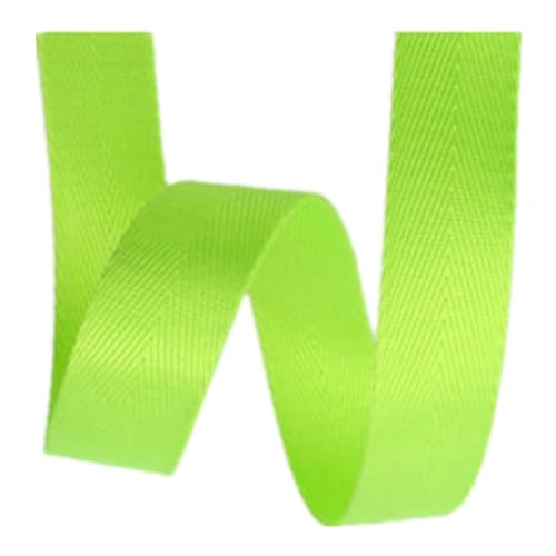 Nylon Gurtband Fischgrätenmuster, Nylon Fischgräten Gurtband 38mm Breite Multicolor 5/10/20 Yard for Taschen Rucksack Gürtel(Fluorescent Green,20 yard) von DQZRTUECA