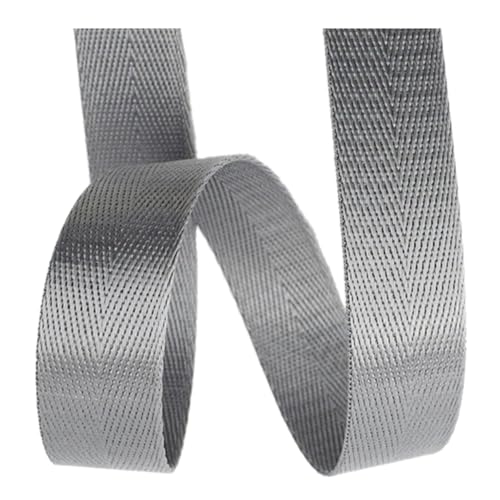 Nylon Gurtband Fischgrätenmuster, Nylon Fischgräten Gurtband 38mm Breite Multicolor 5/10/20 Yard for Taschen Rucksack Gürtel(Grey,5 yard) von DQZRTUECA