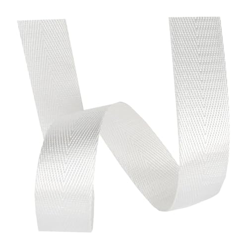 Nylon Gurtband Fischgrätenmuster, Nylon Fischgräten Gurtband 38mm Breite Multicolor 5/10/20 Yard for Taschen Rucksack Gürtel(White,20 yard) von DQZRTUECA