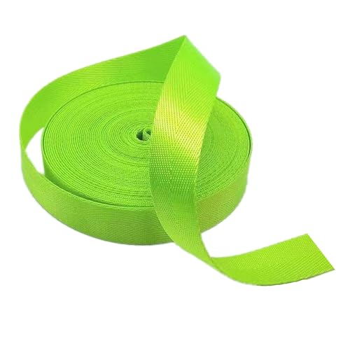 Nylon Gurtband Fischgrätenmuster, Nylon-Gurtband, 2,5 cm, mehrfarbig, mehrere Größen, 4,5–18 m, for Rucksackgürtel, DIY-Bastelgepäck(Brightgreen,10 yard) von DQZRTUECA