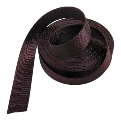Nylon Gurtband Fischgrätenmuster, Nylon-Gurtband, 2,5 cm, mehrfarbig, mehrere Größen, 4,5–18 m, for Rucksackgürtel, DIY-Bastelgepäck(Coffee,20 yard) von DQZRTUECA