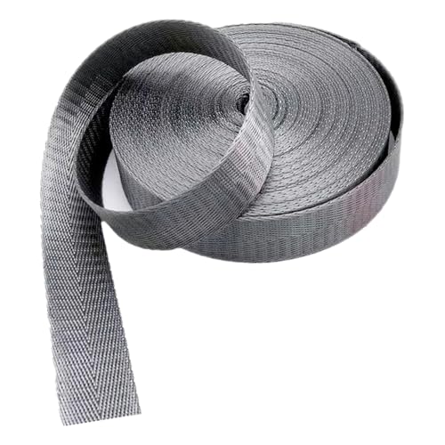 Nylon Gurtband Fischgrätenmuster, Nylon-Gurtband, 2,5 cm, mehrfarbig, mehrere Größen, 4,5–18 m, for Rucksackgürtel, DIY-Bastelgepäck(Grey,20 yard) von DQZRTUECA