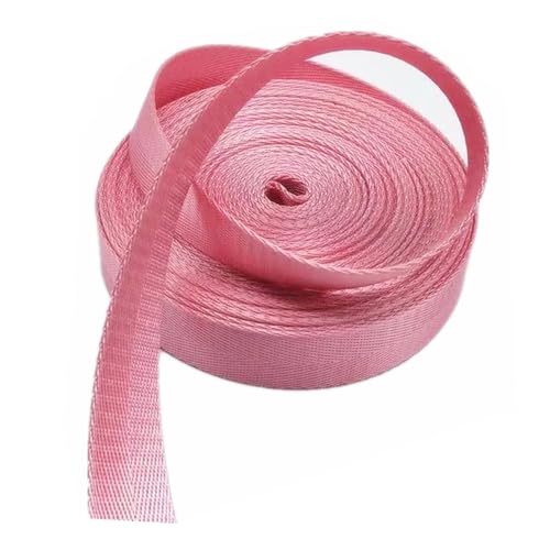 Nylon Gurtband Fischgrätenmuster, Nylon-Gurtband, 2,5 cm, mehrfarbig, mehrere Größen, 4,5–18 m, for Rucksackgürtel, DIY-Bastelgepäck(Pink,10 yard) von DQZRTUECA