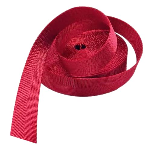 Nylon Gurtband Fischgrätenmuster, Nylon-Gurtband, 2,5 cm, mehrfarbig, mehrere Größen, 4,5–18 m, for Rucksackgürtel, DIY-Bastelgepäck(Red,20 yard) von DQZRTUECA