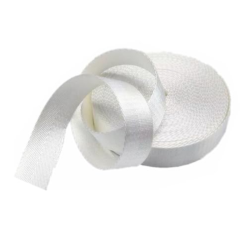 Nylon Gurtband Fischgrätenmuster, Nylon-Gurtband, 2,5 cm, mehrfarbig, mehrere Größen, 4,5–18 m, for Rucksackgürtel, DIY-Bastelgepäck(White,20 yard) von DQZRTUECA