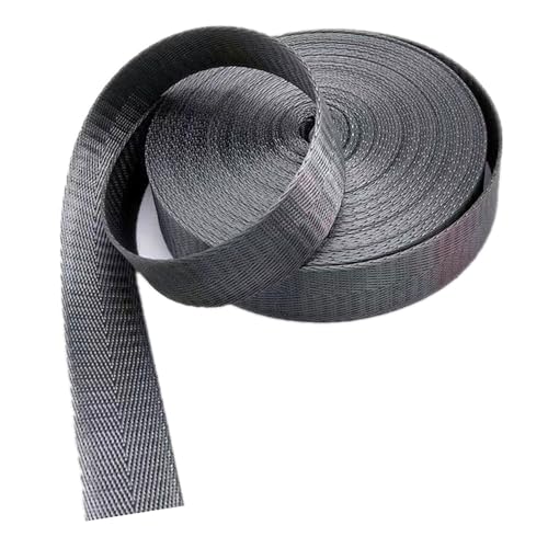 Nylon Gurtband Fischgrätenmuster, Nylon-Gurtband, 25 mm/38 mm breit, mehrfarbig, for Rucksack, Gürtel, Basteln, Gepäck(Grey,38 mm) von DQZRTUECA