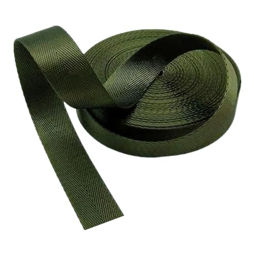 Nylon Gurtband Fischgrätenmuster, Nylon-Gurtband, 3,8 cm, 38 mm, mehrfarbig, 5–20 Yards(Armygreen,20 yard) von DQZRTUECA