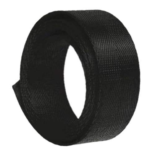 Nylon Gurtband Fischgrätenmuster, Nylon-Gurtband, 3,8 cm breit, mehrfarbig, 5, 10, 20 Yards(Black,10 yards) von DQZRTUECA