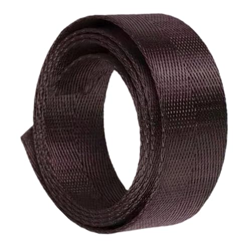 Nylon Gurtband Fischgrätenmuster, Nylon-Gurtband, 3,8 cm breit, mehrfarbig, 5, 10, 20 Yards(Coffee,5 yards) von DQZRTUECA