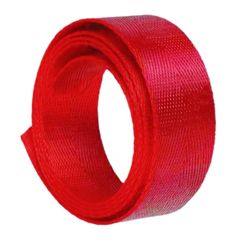 Nylon Gurtband Fischgrätenmuster, Nylon-Gurtband, 3,8 cm breit, mehrfarbig, 5, 10, 20 Yards(Red,5 yards) von DQZRTUECA