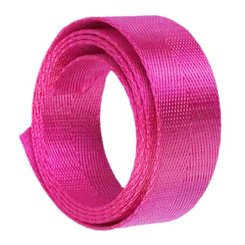 Nylon Gurtband Fischgrätenmuster, Nylon-Gurtband, 3,8 cm breit, mehrfarbig, 5, 10, 20 Yards(Rosered,20 yards) von DQZRTUECA