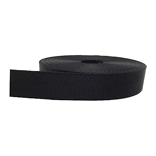 Nylon Gurtband Fischgrätenmuster, Nylon-Gurtband, 38 mm, Fischgrätenmuster, mehrfarbig, mehrere Größen, for Indoor- und Outdoor-Ausrüstung, DIY-Basteln(Black,5 yard) von DQZRTUECA