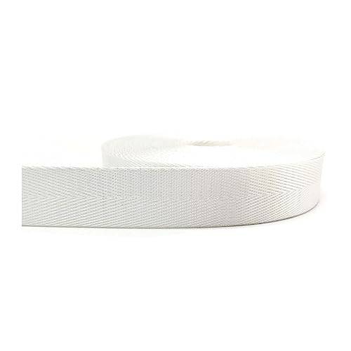 Nylon Gurtband Fischgrätenmuster, Nylon-Gurtband, 38 mm, Fischgrätenmuster, mehrfarbig, mehrere Größen, for Indoor- und Outdoor-Ausrüstung, DIY-Basteln(White,20 yard) von DQZRTUECA