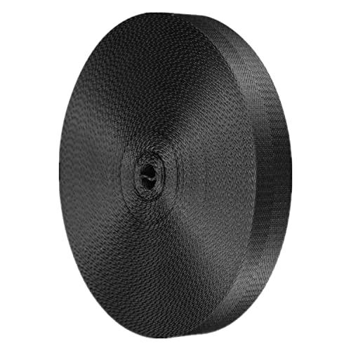 Nylon Gurtband Fischgrätenmuster, Nylon-Gurtband, 38 mm, mehrfarbig, 5/10/20/50 Yard(Black,20 yard) von DQZRTUECA