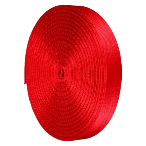 Nylon Gurtband Fischgrätenmuster, Nylon-Gurtband, 38 mm, mehrfarbig, 5/10/20/50 Yard(Red,20 yard) von DQZRTUECA