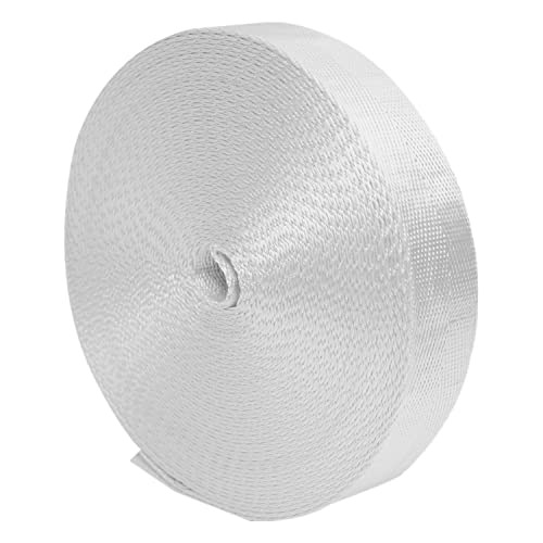 Nylon Gurtband Fischgrätenmuster, Nylon-Gurtband, 38 mm, mehrfarbig, 5/10/20/50 Yard(White,20 yard) von DQZRTUECA