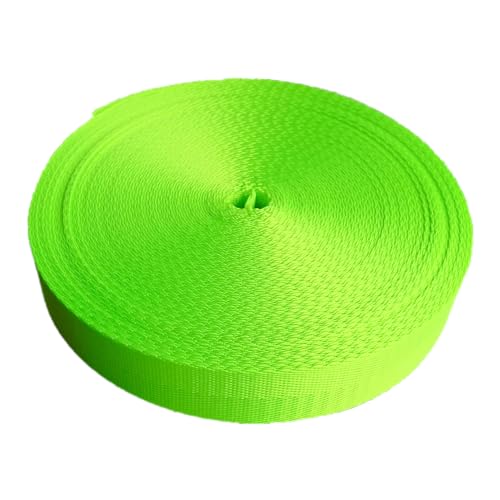 Nylon Gurtband Fischgrätenmuster, Nylon-Gurtband, mehrfarbig, 25–38 mm Breite, 4,5–18 m Länge(Bright Green,38mm/10 yards) von DQZRTUECA