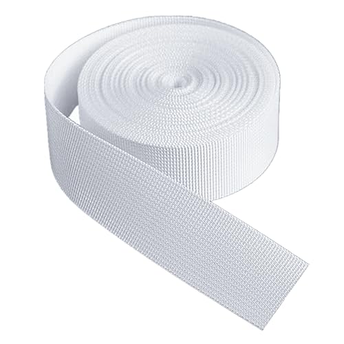 Nylon Gurtband Fischgrätenmuster, Nylon-Gurtband, mehrfarbig, 25 mm/38 mm Breite, 5–20 Yards for Gepäck, Fracht, Outdoor, Klettern, Haustierleine(White,38mm/20yard) von DQZRTUECA