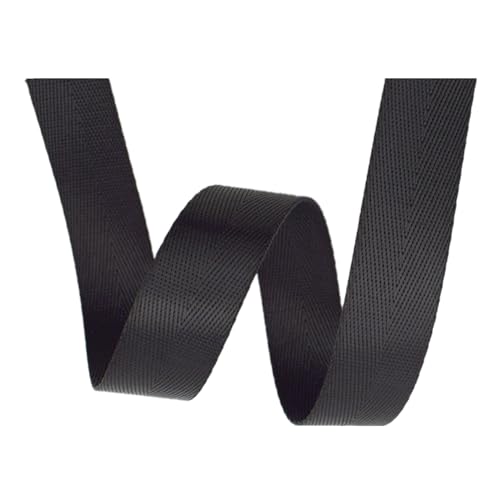 Nylon Gurtband Fischgrätenmuster, Nylon Gurtband 25mm/38mm Breite Multicolor 10yd Länge for Taschen Rucksack Gürtel DIY Handwerk(Black,25 mm) von DQZRTUECA