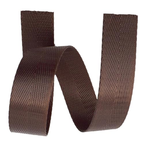 Nylon Gurtband Fischgrätenmuster, Nylon Gurtband 25mm/38mm Breite Multicolor 10yd Länge for Taschen Rucksack Gürtel DIY Handwerk(Coffee,38 mm) von DQZRTUECA