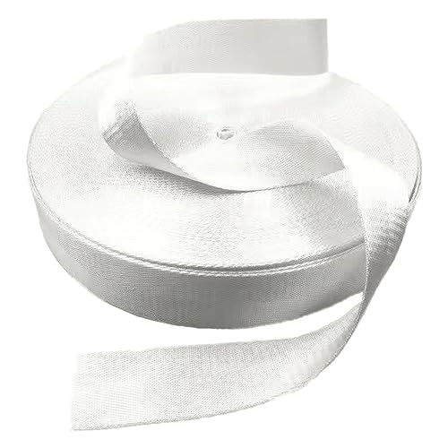 Nylon Gurtband Fischgrätenmuster, Nylon Gurtband 25mm/38mm Multicolor 5 Yards for Taschen Fracht Umreifung Outdoor Klettern(White,38 mm) von DQZRTUECA