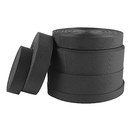 Nylon Gurtband Fischgrätenmuster, Nylon Webbing Strap Black/Grey 20-38mm 5-20 Yards For Bags Cargo Luggage Outdoor Climbing(Black,32mm/10 yard) von DQZRTUECA