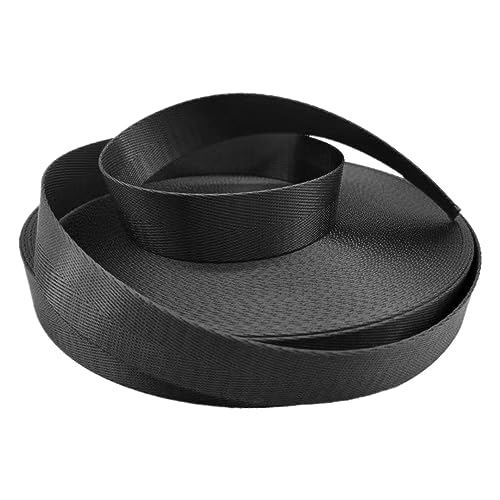 Nylon Gurtband Fischgrätenmuster, Nylongurt des gewebten Materials 1 Zoll-Breiten-mehrfarbige mehrfache Größen for Rucksack-Fracht-Haustier-Leine(Black,20 yard) von DQZRTUECA