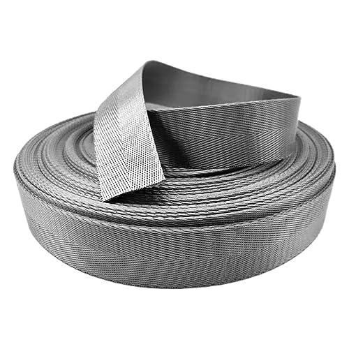 Nylon Gurtband Fischgrätenmuster, Nylongurt des gewebten Materials 1 Zoll-Breiten-mehrfarbige mehrfache Größen for Rucksack-Fracht-Haustier-Leine(Grey,50 yard) von DQZRTUECA
