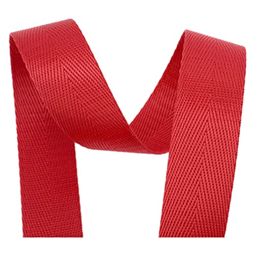 Nylon Gurtband Fischgrätenmuster, Nylongurt des gewebten Materials 1 Zoll-Breiten-mehrfarbige mehrfache Größen for Rucksack-Fracht-Haustier-Leine(Red,10 yard) von DQZRTUECA
